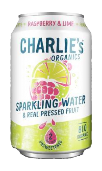 Charlie's Organic Sparkling Water Raspberry & Lime (12 x 0,33 Liter cans NL)