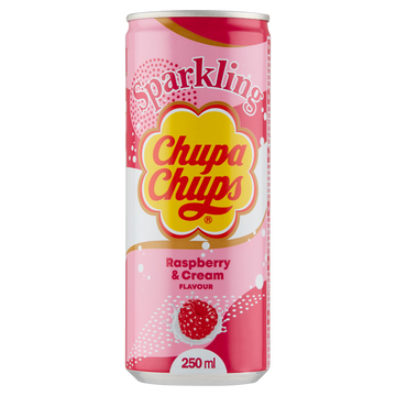 Chupa Chups Sparkling Raspberry & Cream Flavour (24 x 0,25 Liter cans)