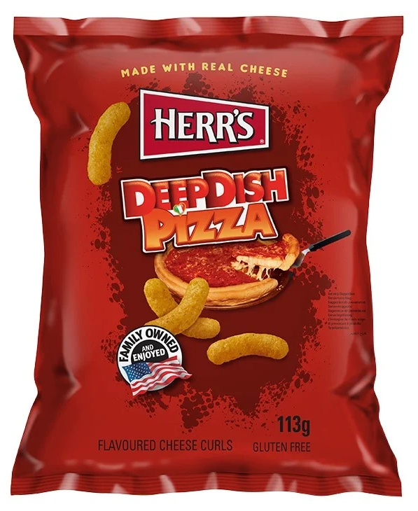 Herr's Deep Dish Pizza Flavored Cheese Curls (12 x 113 g. UK)
