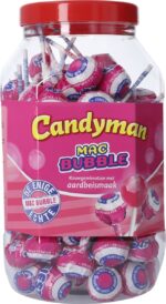 Candyman Mac Bubble Strawberry Lolli Pop Chewing Gum (100 pcs)