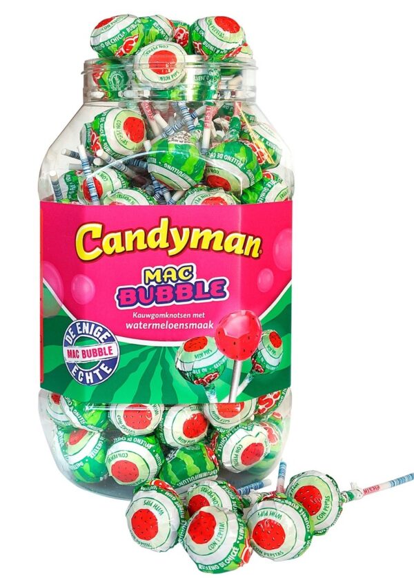 Candyman Mac Bubble Watermelon Lolli Pop Chewing Gum (100 pcs)