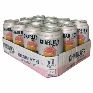 Charlie's Organic Sparkling Water Grapefruit (12 x 0,33 Liter cans NL)