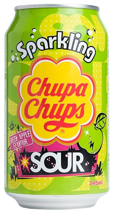 Chupa Chups Sour Green Apple Flavour (24 x 0,345 Liter cans)