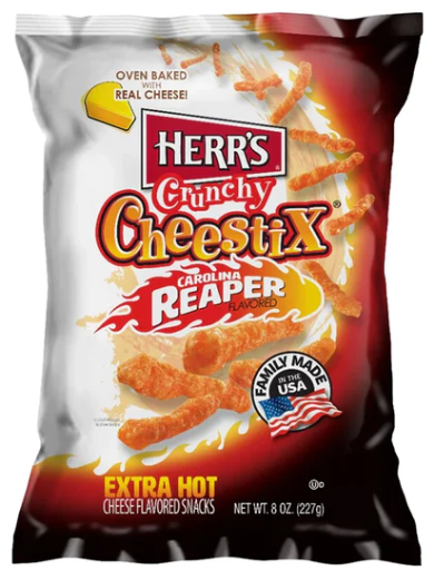 Herr's Crunchy Cheestix Carolina Reaper Flavored Extra Hot (227 g. USA)